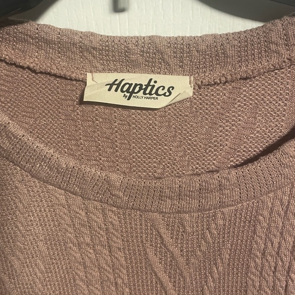 Dusty Mauve Boutique Top with Textured Details and Outseam Hem, Hi-Lo, Small - Picture 2 of 6